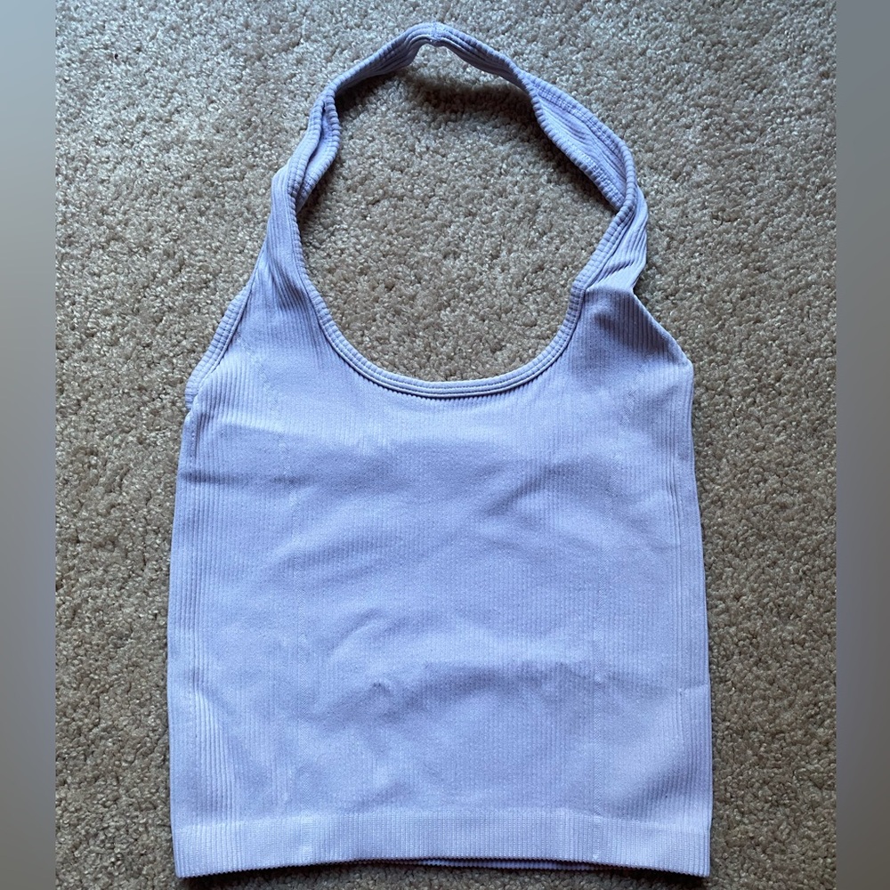 American Eagle Outfitters White Ribbed Halter Top